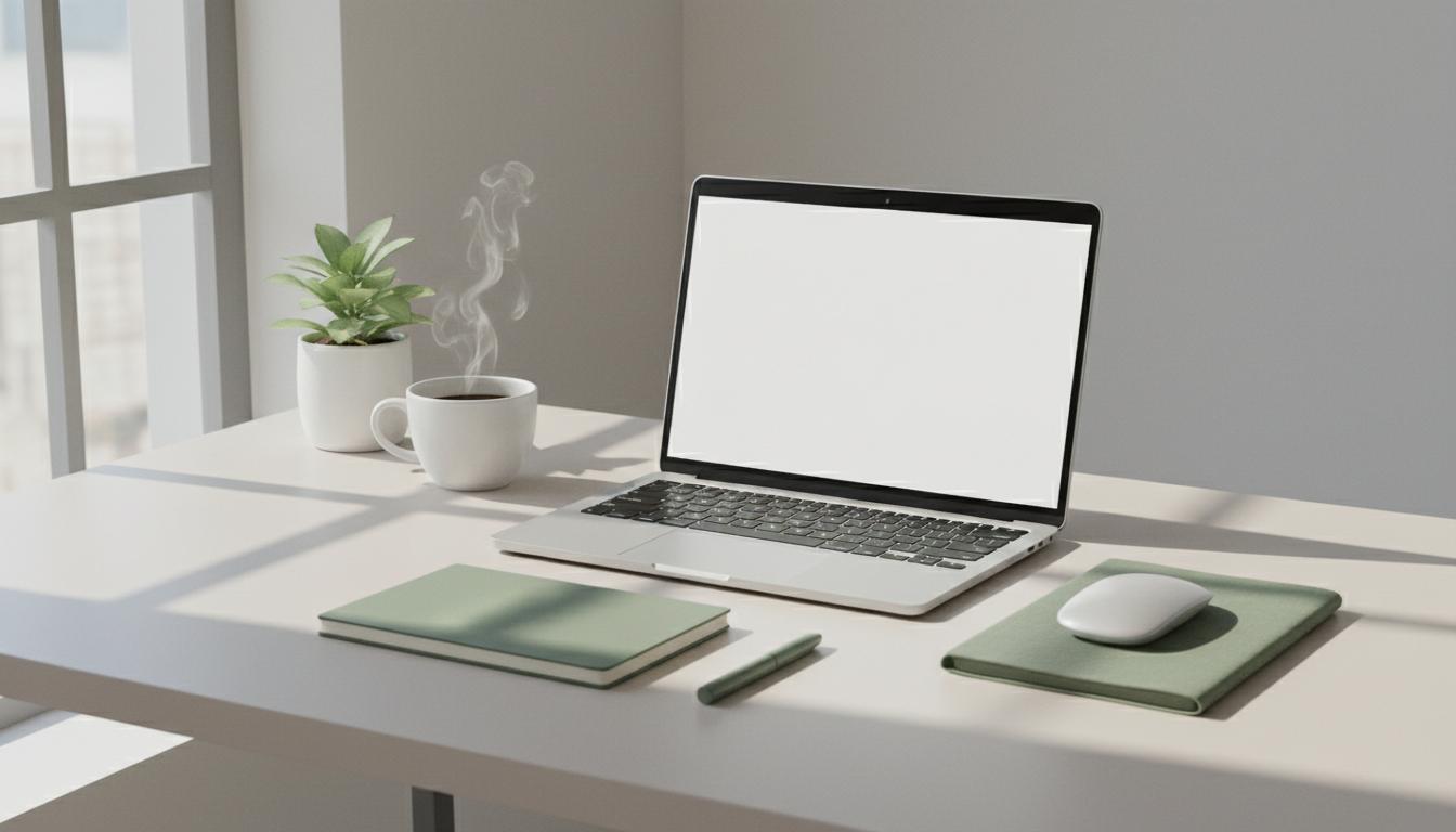 Bureau épuré, ambiance de travail organisée par MindOff